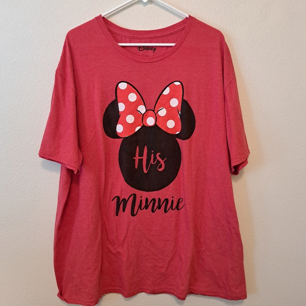 Disney Womens His Minnie Mouse Graphic T-Shirt Red Heathered 2X